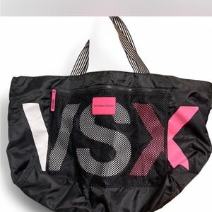 Victoria's Secret Black and Pink Tote Bag